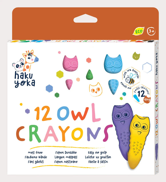 OWL CRAYONS. 12 COLOURS